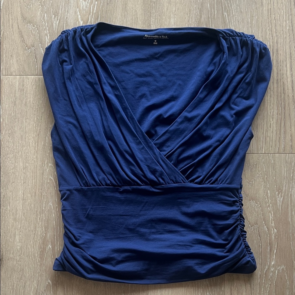 Abercrombie & Fitch Deep Navy Wrap-Style V-Neck Top
